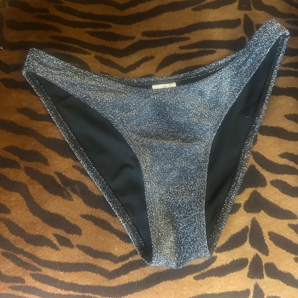 Wild Fable Shimmering Black and Silver Bikini Bottom